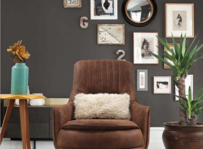 Armchair Wingback Design Upholstered Living Room 1-Seat Faux Leather Chair